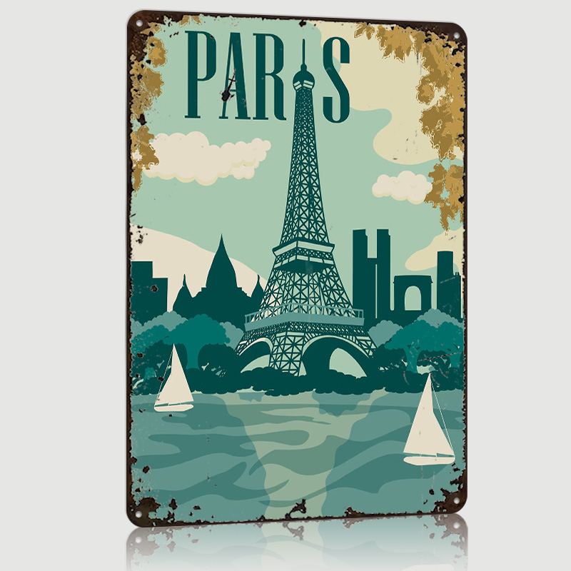 Retro Gaming Paris - Poster Paris Kustom, Papan Logam Vintage,