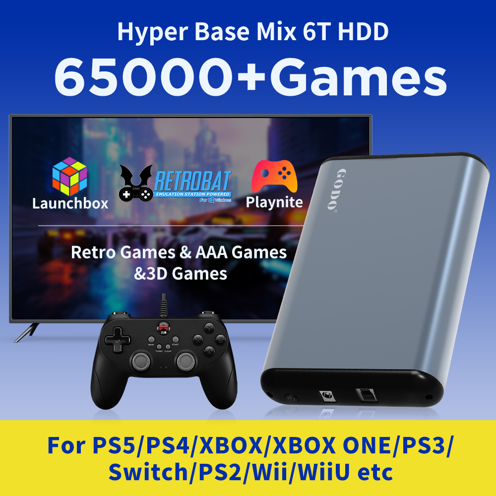 Retro Gaming Hdd - JMachen 6TB Sistem HDD Gaming Portabel