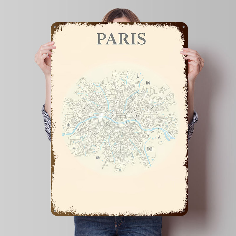 Retro Gaming Paris - Poster Peta Kota Paris dari Plat