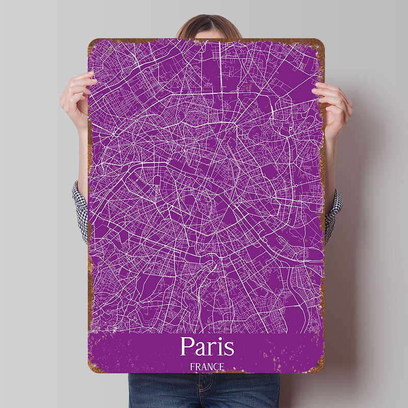 Retro Gaming Paris - Poster Cetak Peta Kota Paris Seni