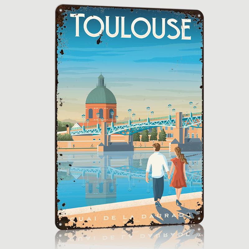Retro Gaming France - Poster Logam Cetak Toulouse Prancis, Seni