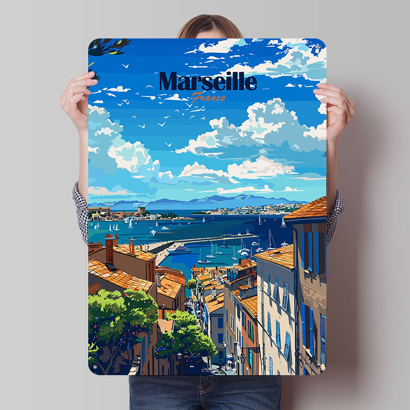 Retro Gaming France - Poster Kaleng Perjalanan Marseille Prancis, Seni