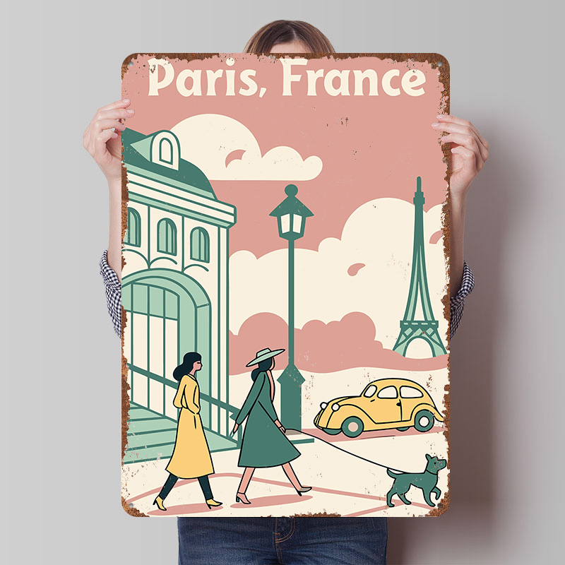 Retro Gaming France - Poster Cetak Perjalanan Paris Prancis, Seni