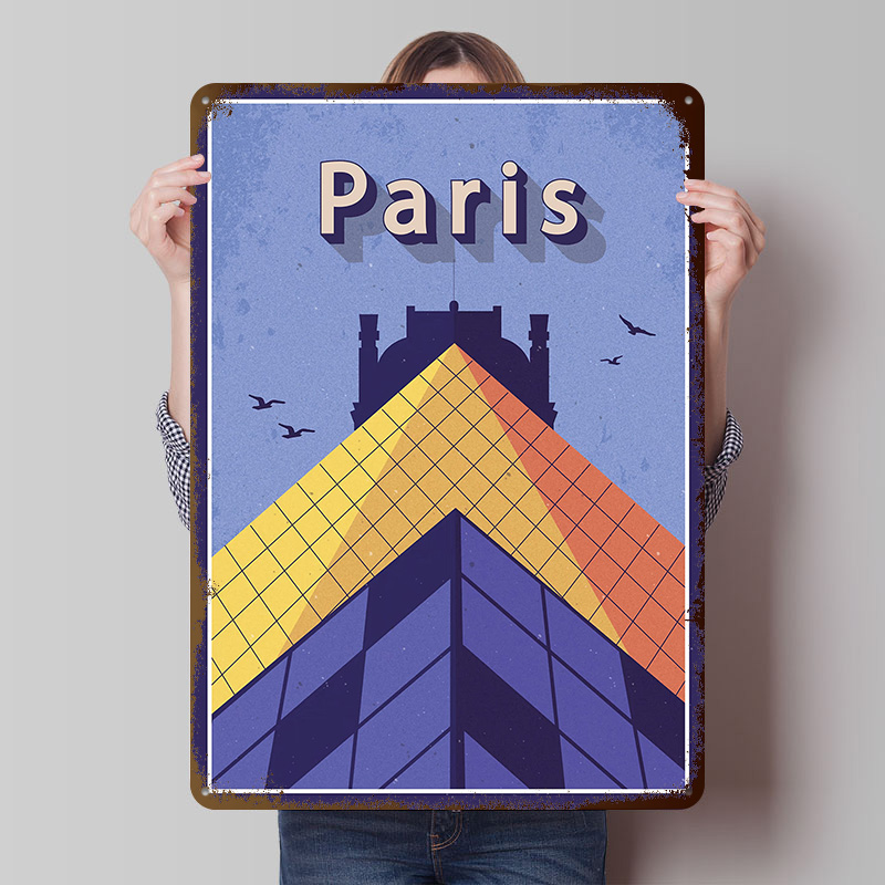 Retro Gaming Paris - Poster Logam Perjalanan ke Paris, Seni