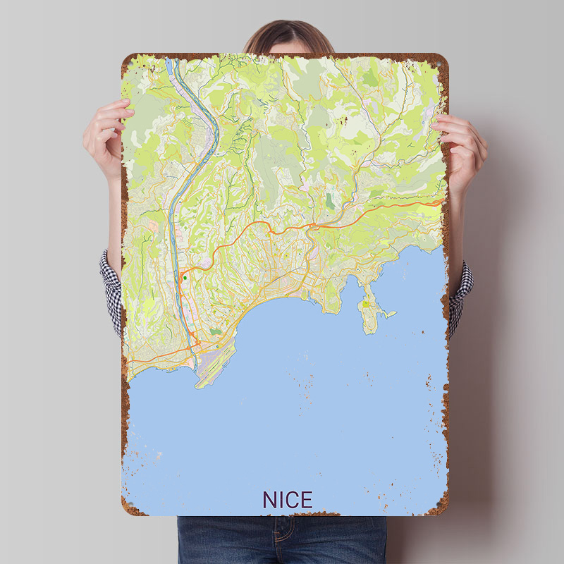 Peta Nice Prancis Poster Cetak - Retro Gaming France ulasan dan harga