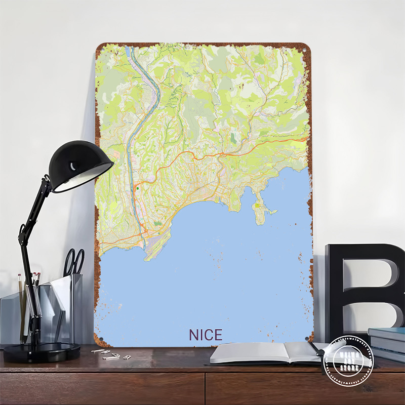 Peta Nice Prancis Poster Cetak - Retro Gaming France ulasan dan harga
