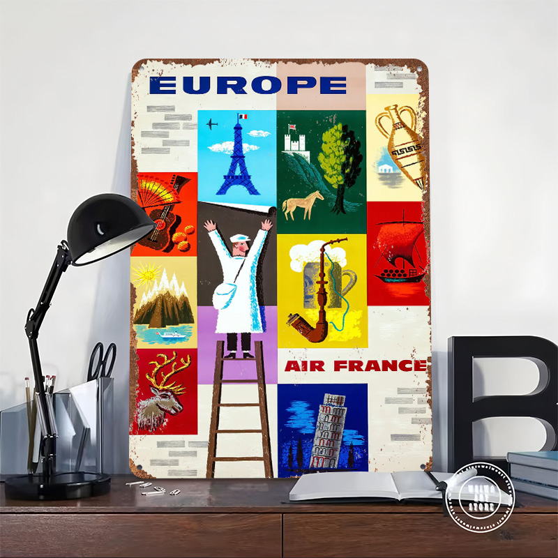 Poster Logam Perjalanan Eropa  - Retro Gaming France ulasan dan harga