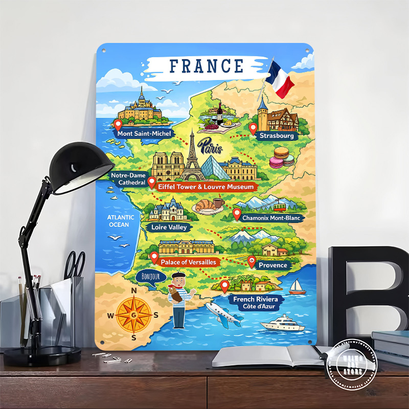 Poster Logam Kartun Peta Perja - Retro Gaming France ulasan dan harga