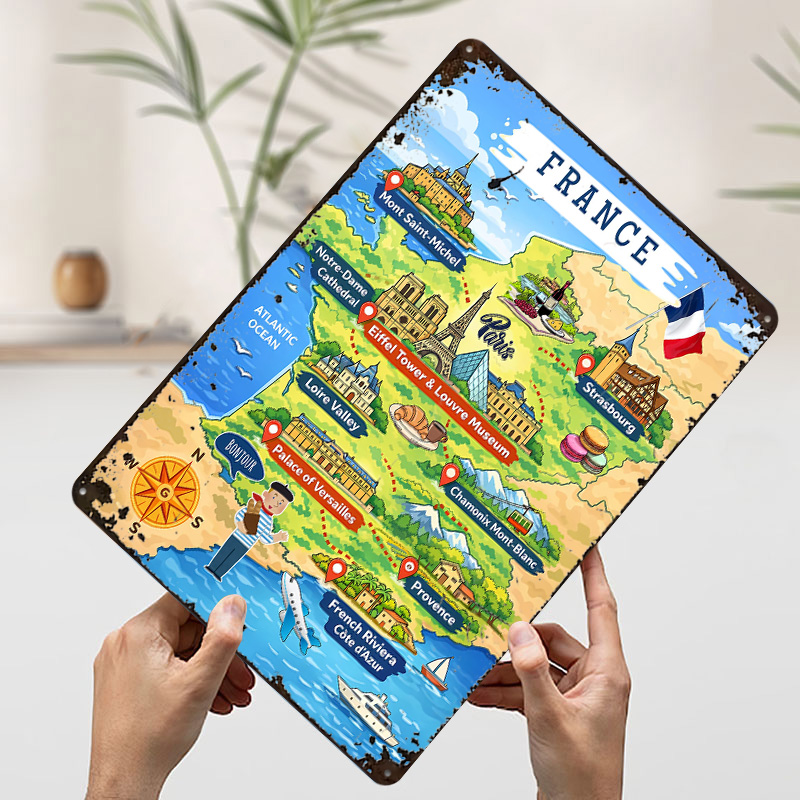 Poster Logam Kartun Peta Perja - Retro Gaming France ulasan dan harga